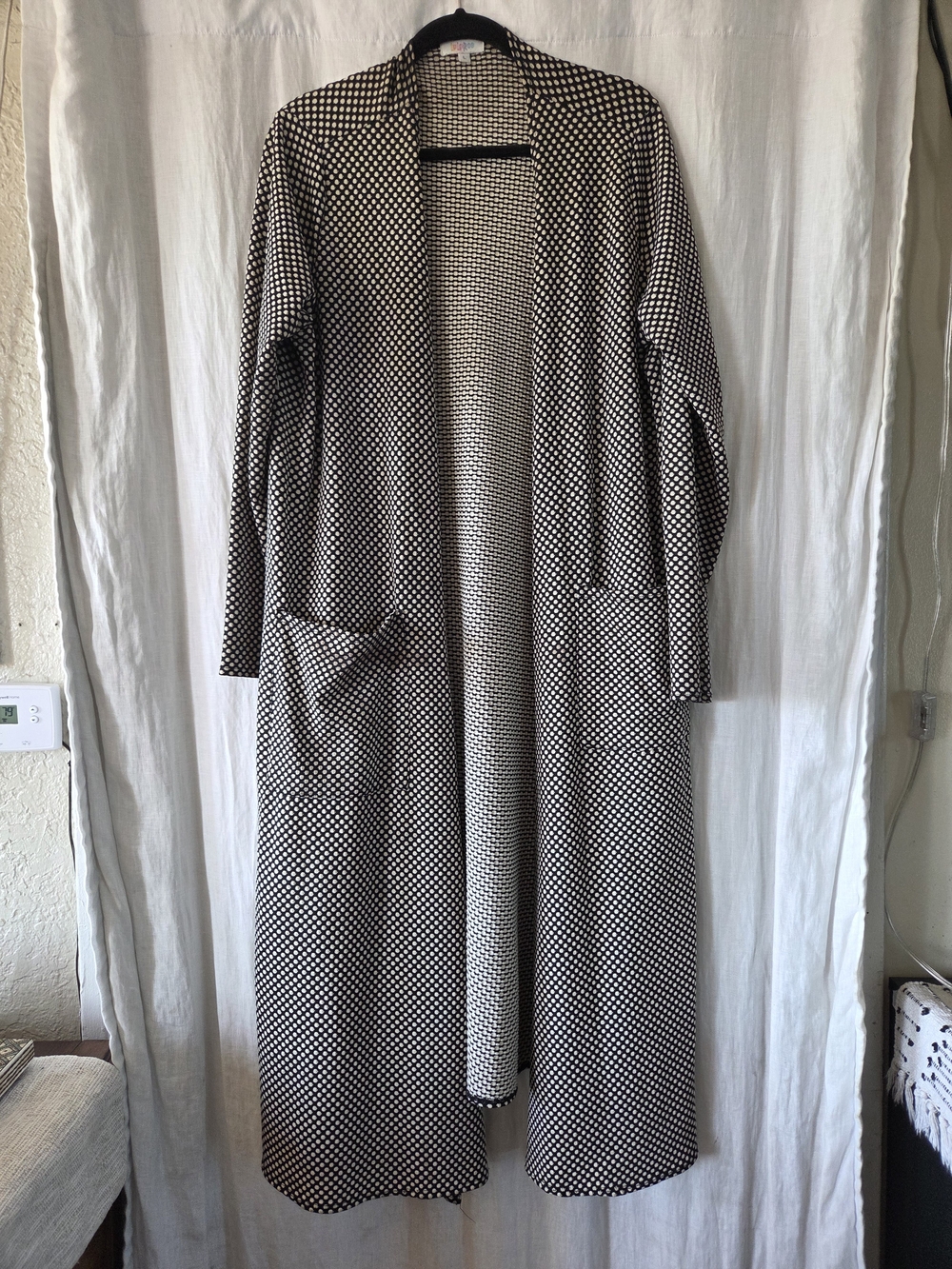 LuLaRoe | Sarah Black and White Polka Dot Long Open Cardigan